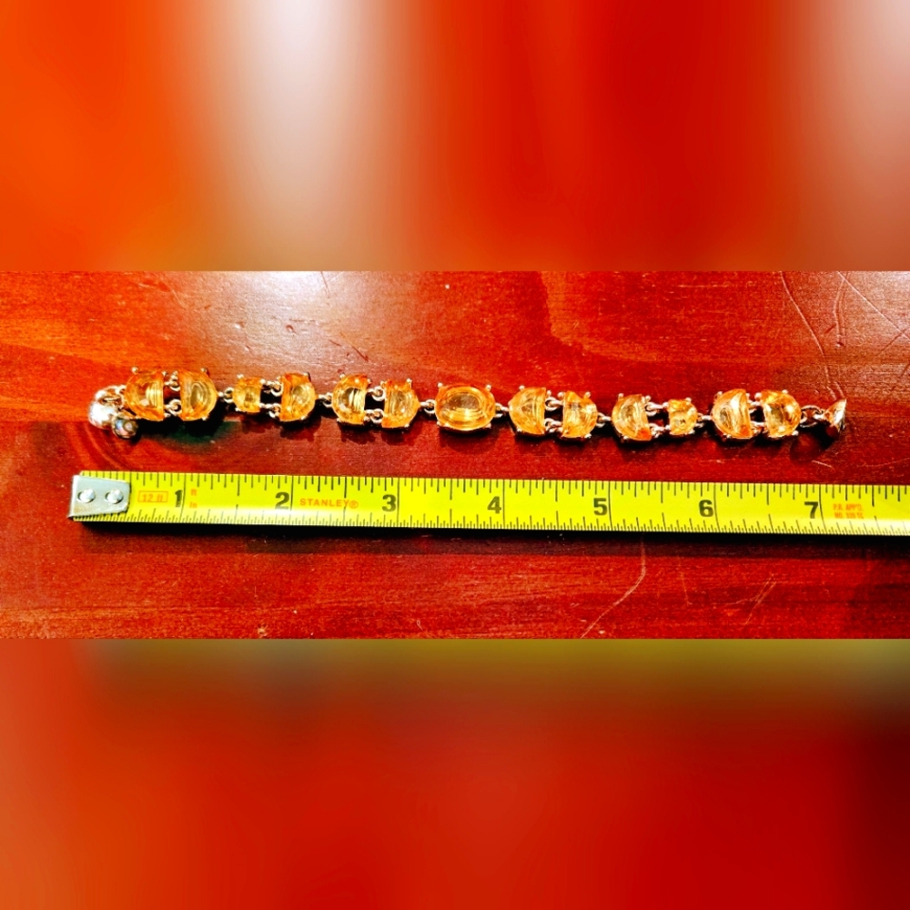 Vintage Citrine Color Rhinestone Tennis Bracelet
